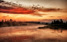 Red skies at sunrise on madison river