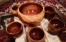 Orange agate bowl with mathing side bowls