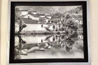 Hongcun village on canvas, Floater frame